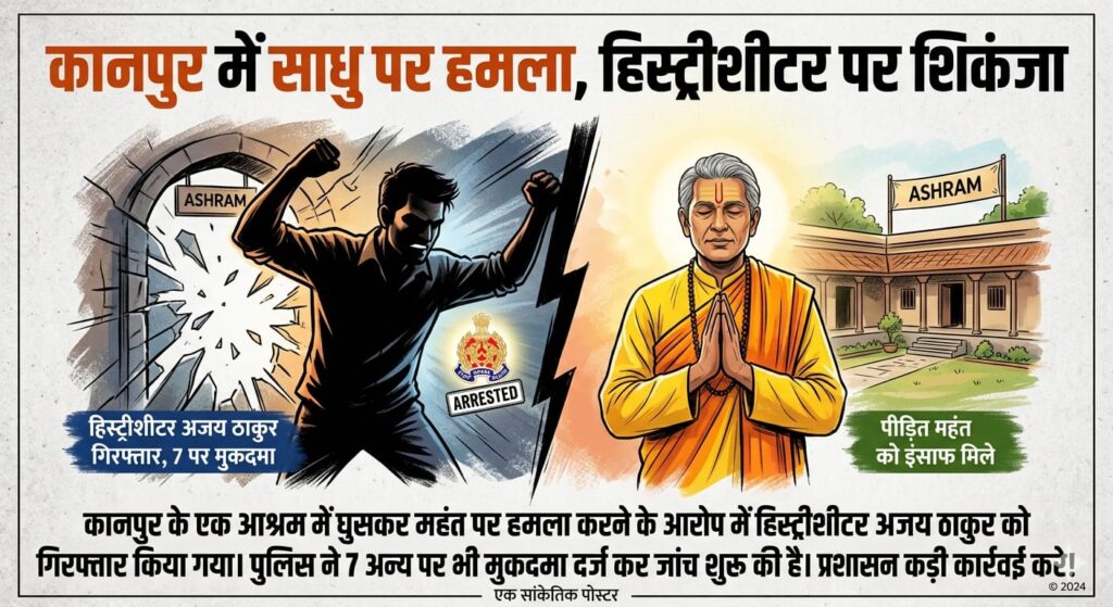 कानपुर हिस्ट्रीशीटर अजय ठाकुर ने आश्रम में घुसकर महांत को पीटा, 7 पर मुकदमा, एक गिरफ्तार