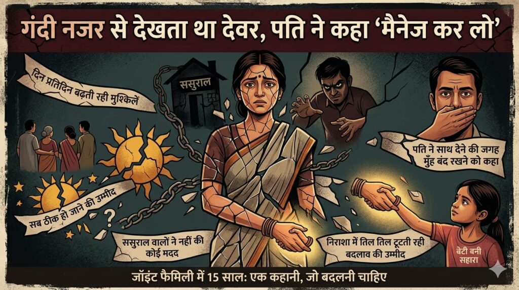 गंदी नजर से देखता था देवर, पति ने कहा ‘मैनेज कर लो’. और मैं 15 साल जॉइंट फैमिली में तिल-तिल टूटती रही